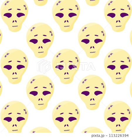 halloween skull emotion color scary pattern vector halloween skull emotion color scary pattern vector 113226394