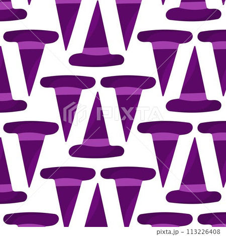 hat wizard witch halloween colored pattern textile 113226408