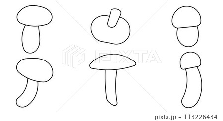 mushrooms autumn forest line doodle set elements mushrooms autumn forest line doodle set elements 113226434