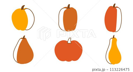 pumpkins colored autumn food set elements line pumpkins colored autumn food set elements line 113226475
