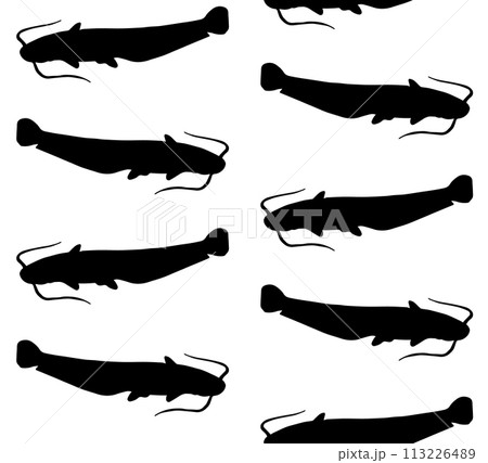 Vector seamless pattern of catfish fish silhouette 113226489