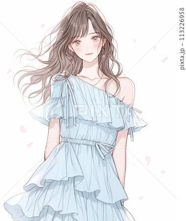 ワンピースを着た女性「AI生成画像」 ワンピースを着た女性「AI生成画像」 113226958