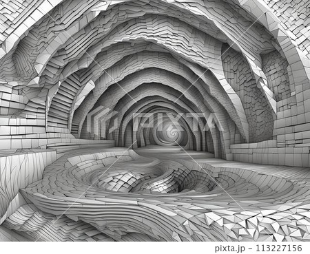 Black and White Photo of a Tunnel. Generative AI 113227156
