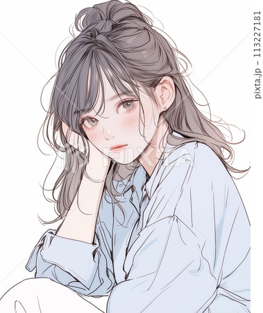 シャツファッション・女性イラスト「AI生成画像」 シャツファッション・女性イラスト「AI生成画像」 113227181