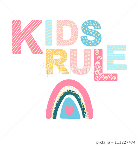 Cute face of an animal with lettering. Childish print for nursery in a Scandinavian style. baby posters, cards, clothes 113227474
