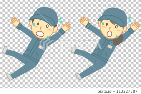Falling male and female workers set Falling male and female workers set 113227587