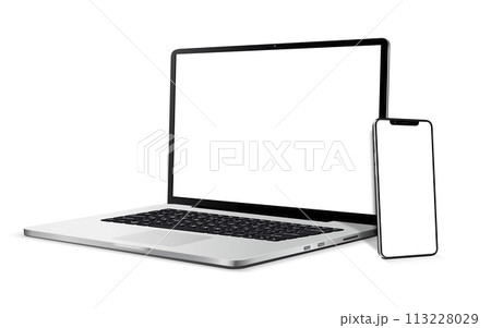 Laptop, smartphone with blank screen mockup Laptop, smartphone with blank screen mockup 113228029