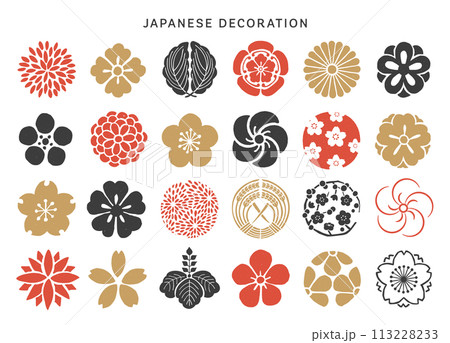 和風の伝統的な装飾と文様 113228233