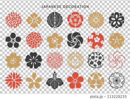 和風の伝統的な装飾と文様 113228233