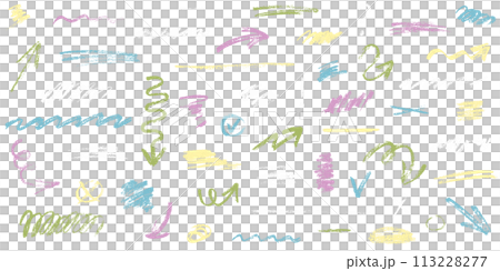 Set of colorful hand drawn crayon scribbles Set of colorful hand drawn crayon scribbles 113228277