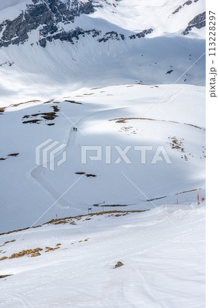Aerial view of mountain peaks Mittelhorn and Schreckhorn Aerial view of mountain peaks Mittelhorn and Schreckhorn 113228297