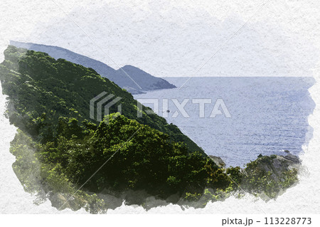 水彩画風 美保関灯台 地蔵崎 島根県松江市 水彩画風 美保関灯台 地蔵崎 島根県松江市 113228773