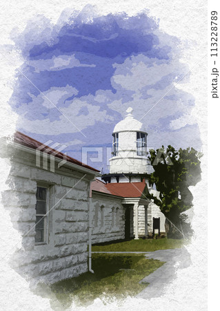 水彩画風 美保関灯台 島根県松江市 水彩画風 美保関灯台 島根県松江市 113228789
