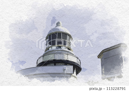 水彩画風 美保関灯台 島根県松江市 水彩画風 美保関灯台 島根県松江市 113228791
