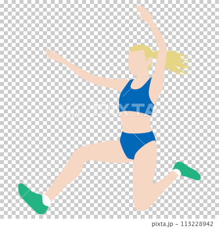 女子幅跳び選手 113228942