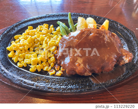 焼きたての美味しいハンバーグのイメージ 113229220
