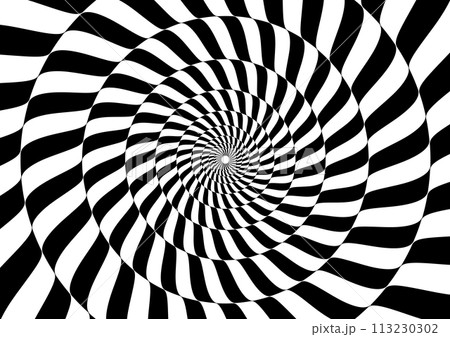 螺旋状に渦巻くオプアート背景。立体的に見えるオプティカルアート。 113230302