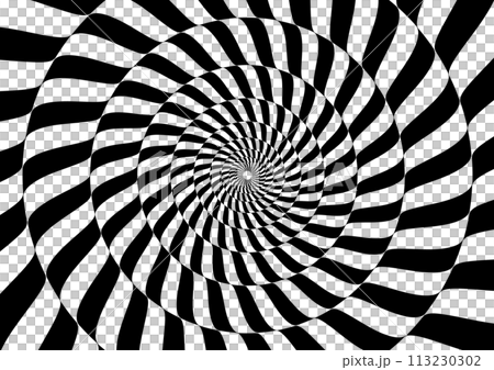 螺旋状に渦巻くオプアート背景。立体的に見えるオプティカルアート。 113230302