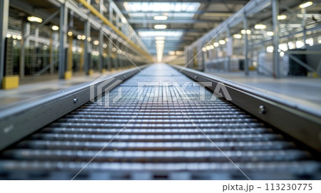 Empty Conveyor belt in distribution center. Generative AI 113230775