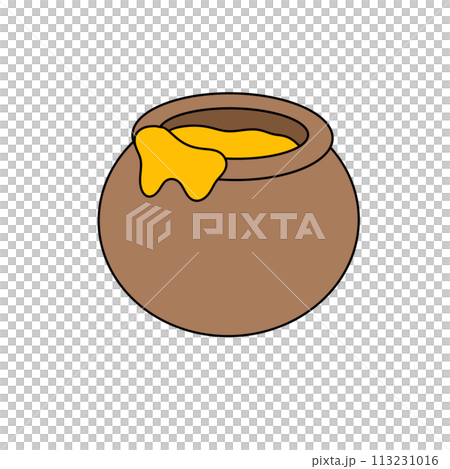 A cartoonish image of a honey jar with a yellow liquid dripping from it A cartoonish image of a honey jar with a yellow liquid dripping from it 113231016