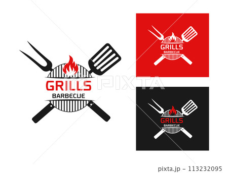 Logo design template for barbecue, BBQ ,grill restaurant icon isolated vector illustration Logo design template for barbecue, BBQ ,grill restaurant icon isolated vector illustration 113232095