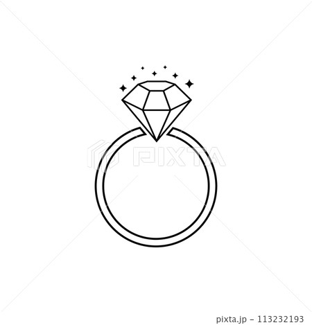 Diamond engagement ring icon . Ring with gemstone. Ring Diamond Engagement. Wedding ring with diamond icon isolated vector illustration 113232193