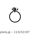 Diamond engagement ring icon . Ring with gemstone. Ring Diamond Engagement. Wedding ring with diamond icon isolated vector illustration 113232197
