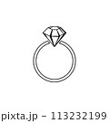 Diamond engagement ring icon . Ring with gemstone. Ring Diamond Engagement. Wedding ring with diamond icon isolated vector illustration 113232199