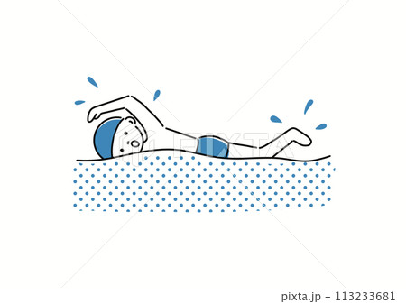 プールで泳ぐ男の子のイラスト_アトリエマユコ 113233681