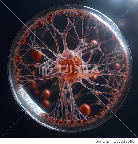 A microscopic cellular structure possibly a complex virus. A microscopic cellular structure possibly a complex virus. 113233699