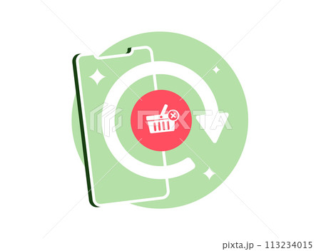 Abandoned Cart Recovery M-commerce business strategy. Abandoned checkout automation, effective shopping cart recovery. Vector illustration with icons on white background 113234015