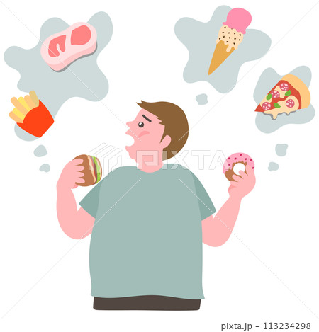 過食症で食べすぎて太ってしまった男性 113234298