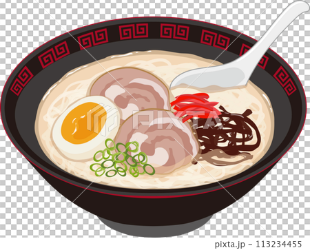 とんこつラーメン れんげ付きのイラスト素材 [113234455] - PIXTA