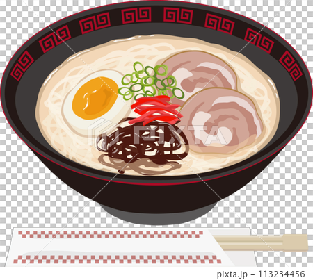 Tonkotsu ramen with chopsticks 113234456
