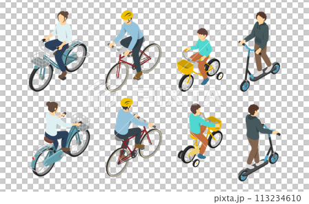等距插圖:各種騎自行車的人 等距插圖:各種騎自行車的人 113234610