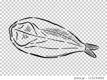 ほっけの干物 筆の線画イラスト ほっけの干物 筆の線画イラスト 113234692