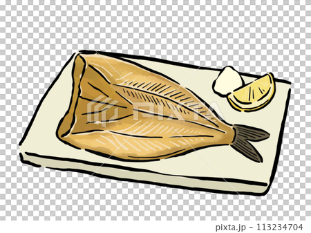 乾鯖魚鯖魚水彩風格畫筆線描插圖 113234704