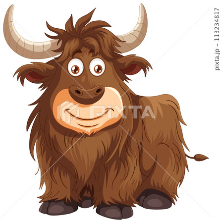 Friendly Cartoon Yak Illustration Friendly Cartoon Yak Illustration 113234817