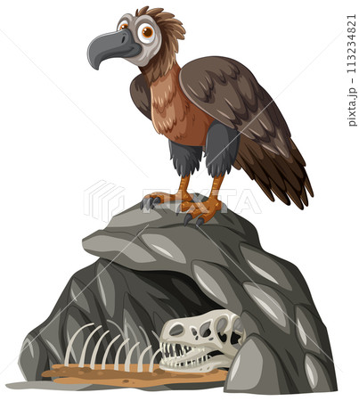Vulture Perched on Rocky Outcrop 113234821