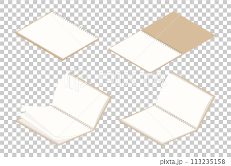 Isometric illustration of various sketchbooks 113235158