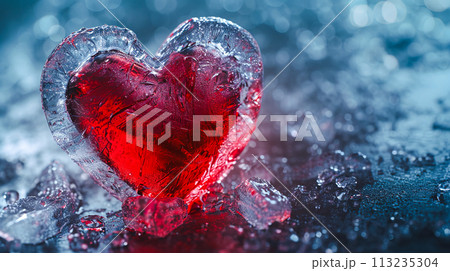 凍りついた赤いハートマーク 凍りついた赤いハートマーク 113235304