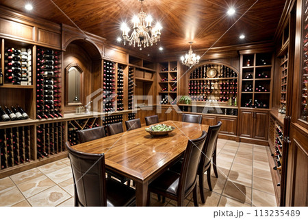 ワインセラーのある広くて豪華な部屋 113235489