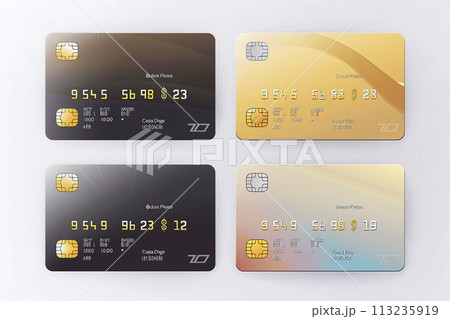 Blank credit cards vector mockups. 113235919