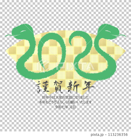2025年巳年年賀状イラスト素材 2025年巳年年賀状イラスト素材 113236356