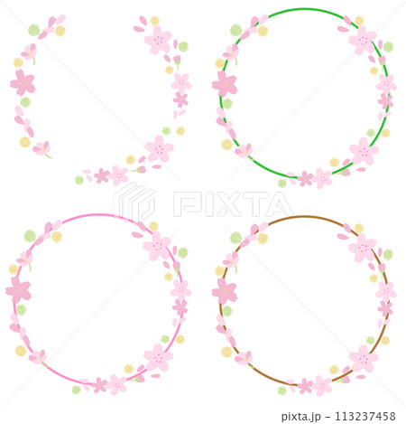 春の桜の花びらフレームセット 春の桜の花びらフレームセット 113237458