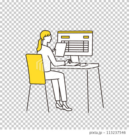 会計ソフトに入力するビジネスパーソン 113237546