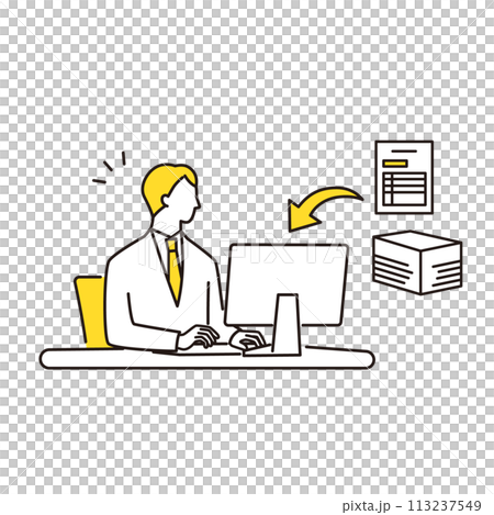 創建 DX 和電子數據的商人上半身 113237549