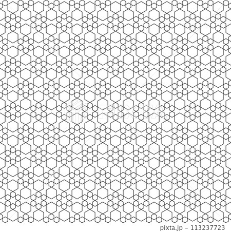 Seamless geometric ornament based on traditional islamic art. Black and white. 113237723