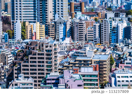 日本の東京都市景観傾斜制限の建築物…文京区本郷などの街を望む（画面にはないが右上奥にスカイツリー） 113237809