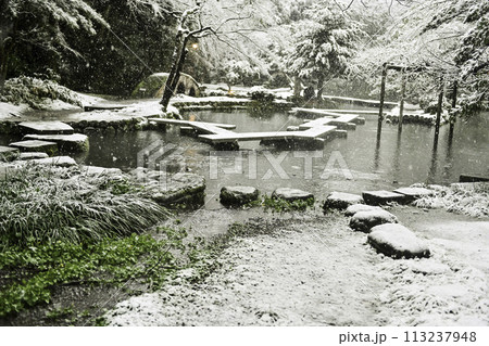 雪が降る美しい尾山神社 雪が降る美しい尾山神社 113237948